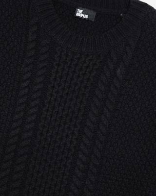 Black wool cable sweater