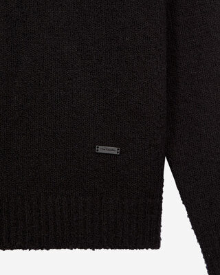 Black wool tunisian collar sweater