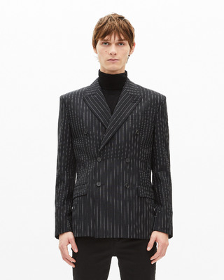 Black double-breasted striped jacket