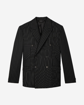 Black double-breasted striped jacket