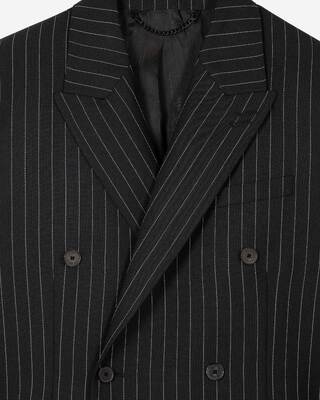 Black double-breasted striped jacket