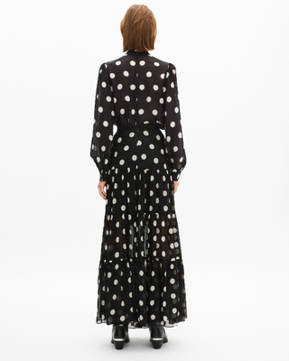 Black polka dot print long skirt