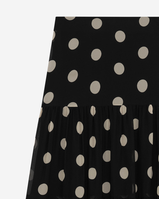 Black polka dot print long skirt