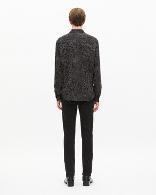 White and black micro dot print shirt