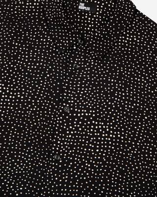 White and black micro dot print shirt