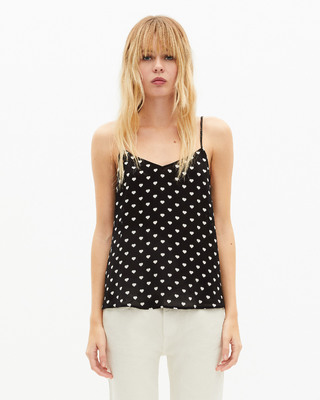 Black heart print camisole