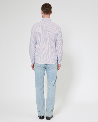 Black striped collared shirt