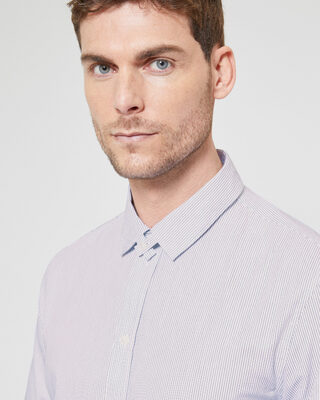 Black striped collared shirt