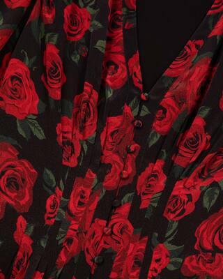 Red floral print short dress