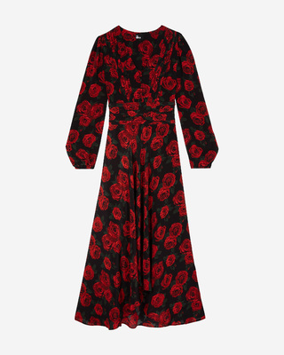 Red floral print maxi dress