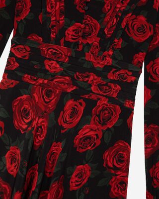 Red floral print maxi dress