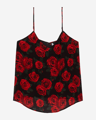 Red floral print camisole