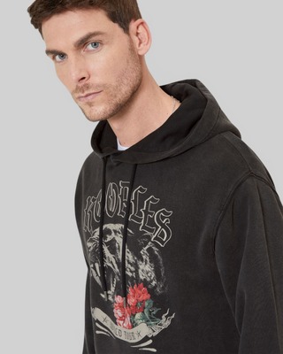 Hooded sweatshirt with Panther silkscreen print in black
