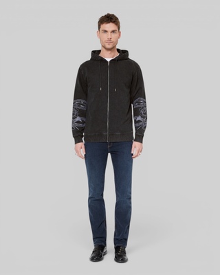 Hooded sweatshirt with black embroidery