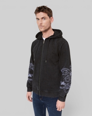 Hooded sweatshirt with black embroidery