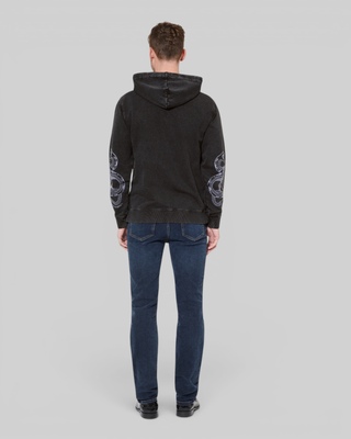 Hooded sweatshirt with black embroidery