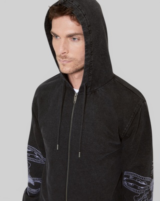 Hooded sweatshirt with black embroidery