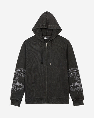 Hooded sweatshirt with black embroidery