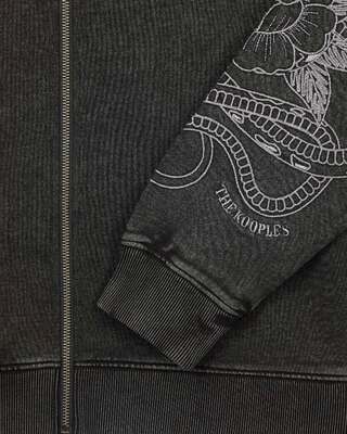 Hooded sweatshirt with black embroidery