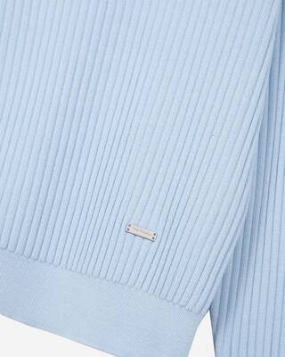 Blue merino wool polo-neck sweater