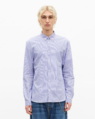 White and blue striped shirt