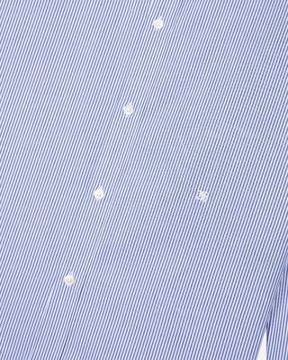White and blue striped shirt