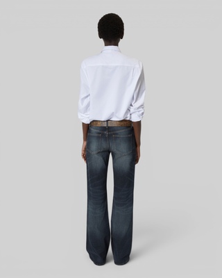 Bootcut jeans with blue abrasions