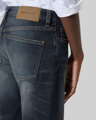 Bootcut jeans with blue abrasions