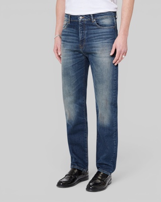 straight blue faded jeans