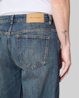 Blue-gray straight-leg jeans