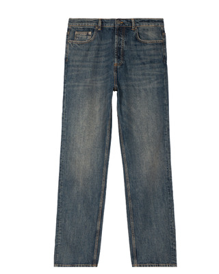 Blue-gray straight-leg jeans