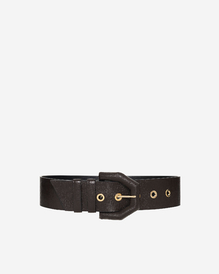 Wide brown leather belt