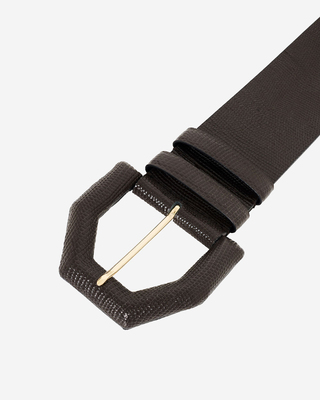 Wide brown leather belt