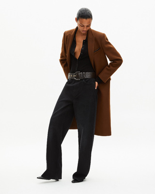 Wide brown leather belt