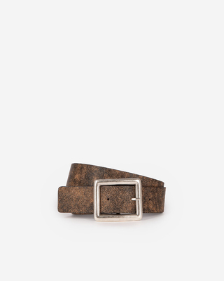 Brown vintage-effect leather belt