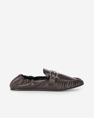 Brown leather loafers