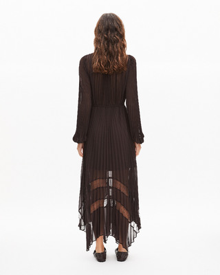 Brown pleated maxi dress