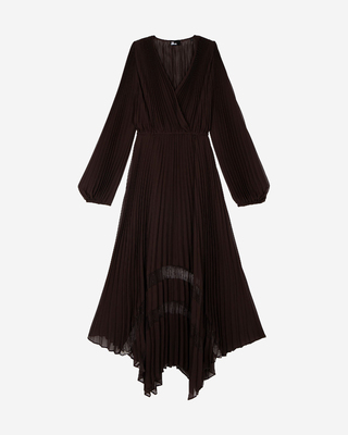 Brown pleated maxi dress