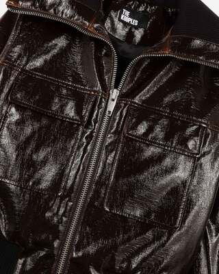Brown vinyl-effect jacket