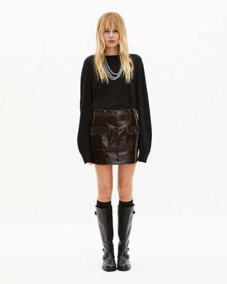 Short brown vinyl-effect skirt