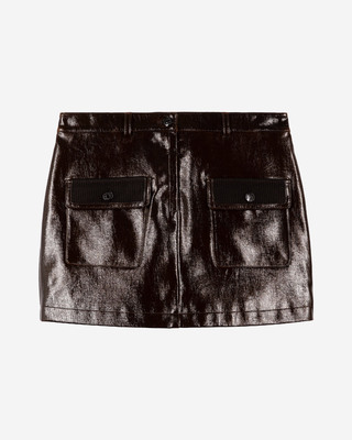 Short brown vinyl-effect skirt