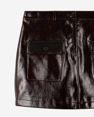 Short brown vinyl-effect skirt