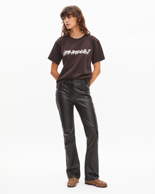 'What Is' T-shirt with brown rhinestones
