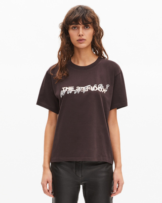 'What Is' T-shirt with brown rhinestones