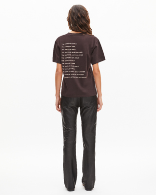 'What Is' T-shirt with brown rhinestones