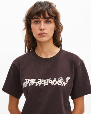 'What Is' T-shirt with brown rhinestones