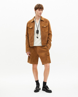 Camel suede shorts