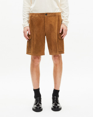 Camel suede shorts