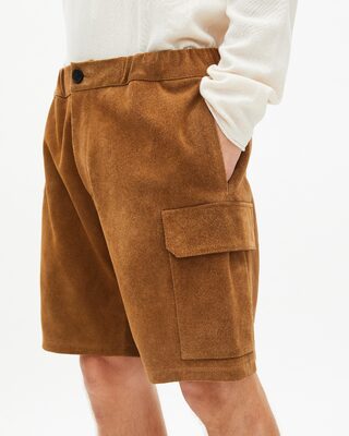 Camel suede shorts