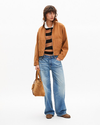 Camel cotton embroidered back jacket
